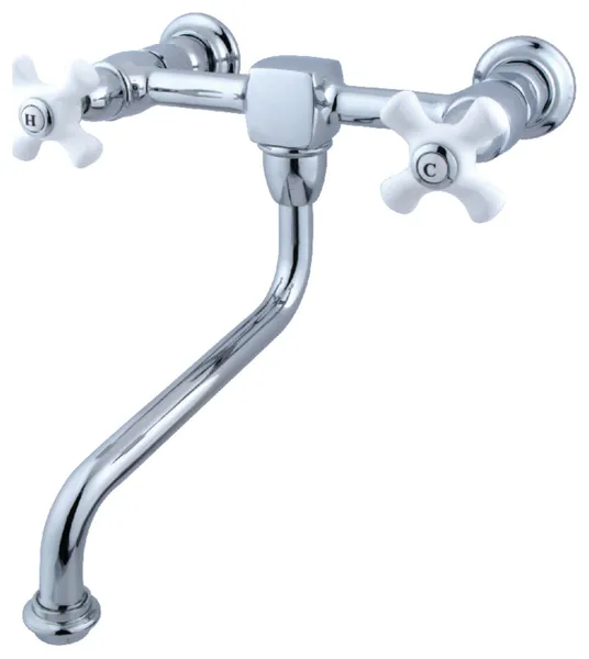 Kingston Brass Wall Mount Bathroom Faucet, Polished Chrome