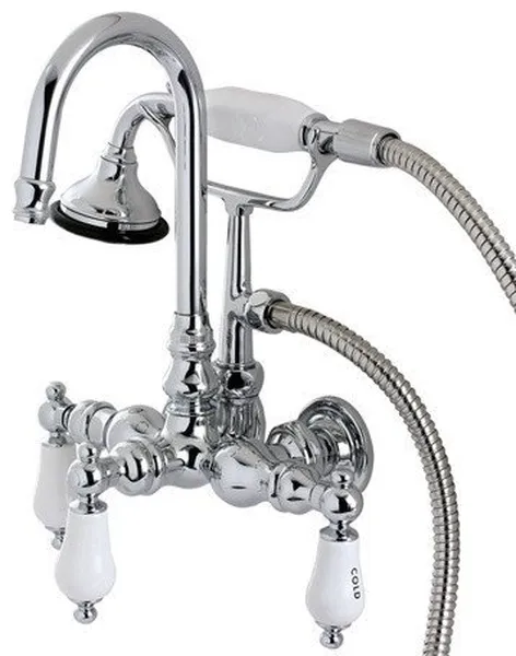 Kingston Brass Wall Mount Clawfoot Tub Faucet, Polished Chrome