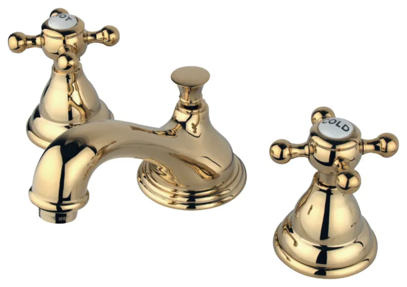 Kingston Brass Widespread Bathroom Faucet With Brass Pop-Up, Polished Brass