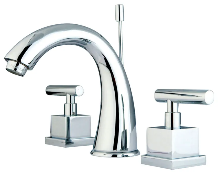 Kingston Brass Widespread Bathroom Faucet With Brass Pop-Up, Polished Chrome