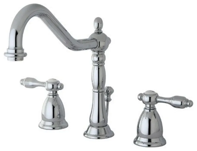 Kingston Brass Widespread Bathroom Faucet With Brass Pop-Up, Polished Chrome