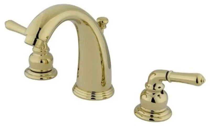 Kingston Brass Widespread Bathroom Faucet With Retail Pop-Up, Polished Brass