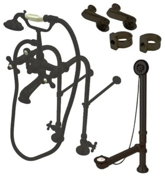 Kingston Freestanding Clawfoot Tub Faucet w/Supply Line, Oil Rubbed Bronze