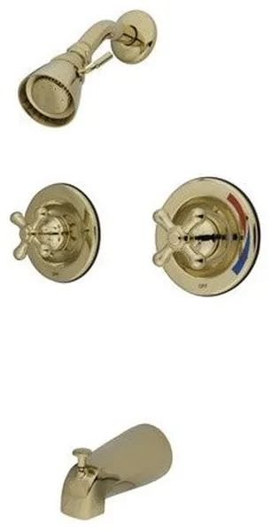 Kingston Pressure Balanced Two-Handle Tub and Shower Faucet, Polished Brass