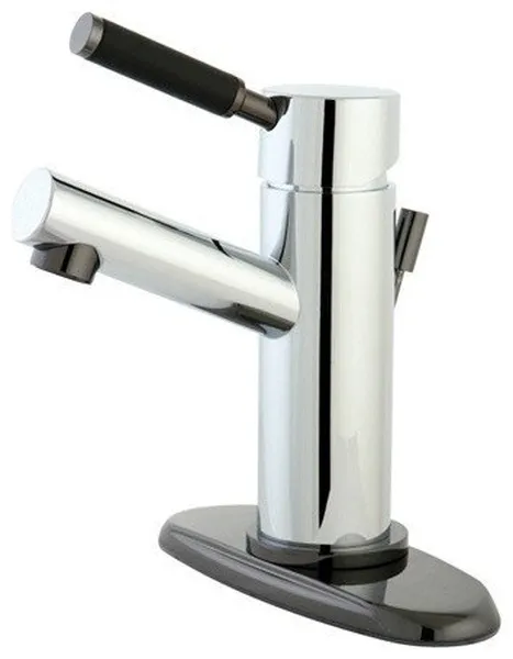 Kingston Single-Handle Bathroom Faucet w/Pop-Up, Chrome/Black Stainless Steel