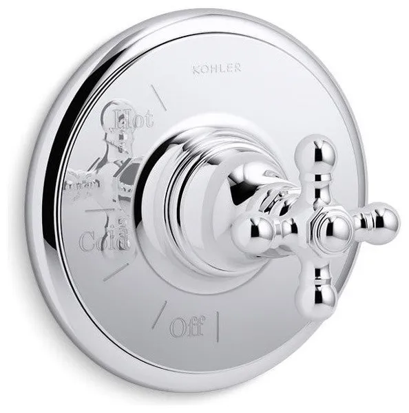 Kohler Artifacts Rite-Temp Valve Trim with Cross Handle, Polished Chrome