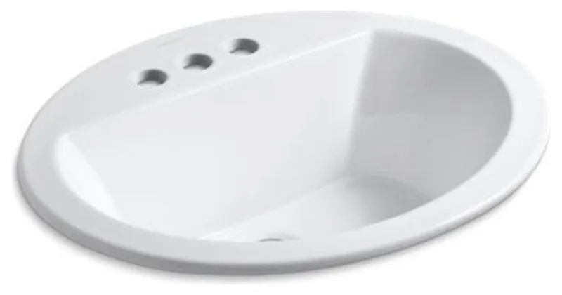 Kohler Bryant Oval Drop-In Bathroom Sink with 4" Centerset Faucet Holes, White