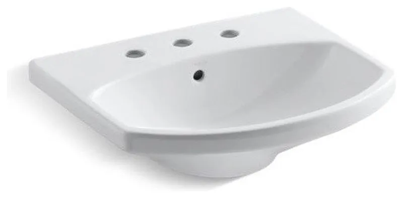 Kohler Cimarron Bathroom Sink with 8" Widespread Faucet Holes, White
