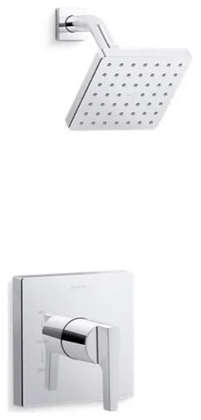 Kohler Honesty Rite-Temp Shower Trim, 1.75 gpm Showerhead/Lever, Polished Chrome