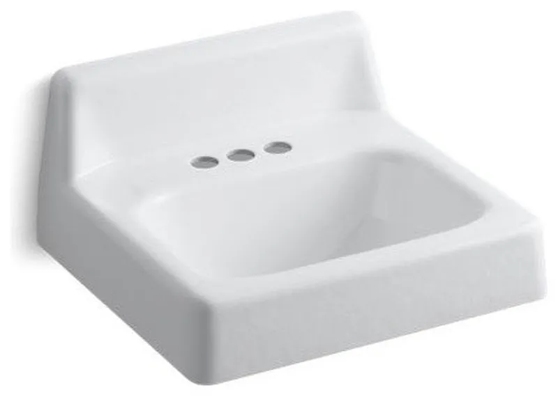 Kohler Hudson 19" X 17" Wall-Mount Bathroom Sink w/ 4" Centerset Holes, White