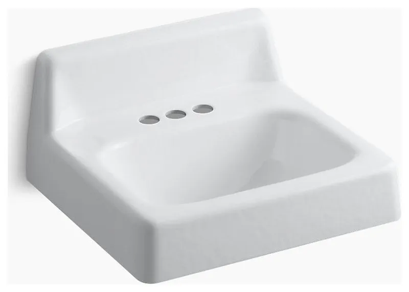 Kohler Hudson Wall-Mount Bathroom Sink, Centerset, White