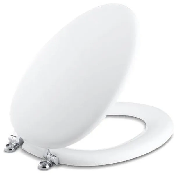 Kohler Kathryn Elongated Toilet Seat with Polished Chrome Hinges, White