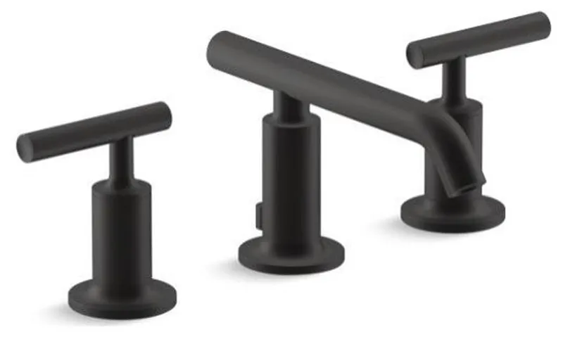 Kohler Purist Widespread Bathroom Sink Faucet, Lever Handles/Spout, Matte Black