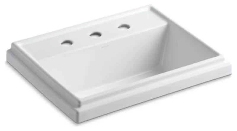 Kohler Tresham Rectangular Drop-In Bathroom Sink w/ 8" Widespread Holes, White