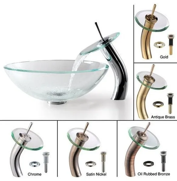 Kraus C-GV-101-12MM-10 Bathroom Combo - 16-1/2" Clear Glass - Satin Nickel