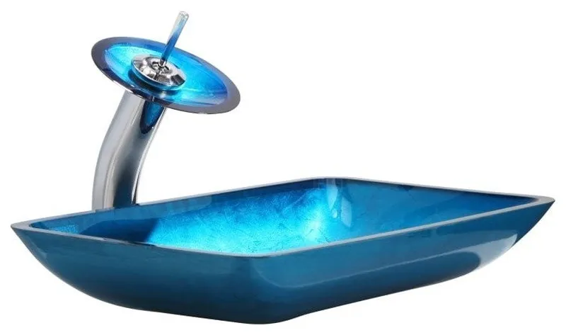 Kraus C-GVR-204-RE-10 Bathroom Combo - 21-7/8" Irruption Blue - Chrome