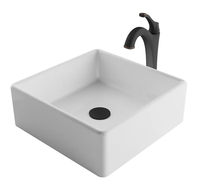 Kraus C-KCV-120-1200 Elavo and Arlo 15" Vitreous China Vessel - Oil Rubbed
