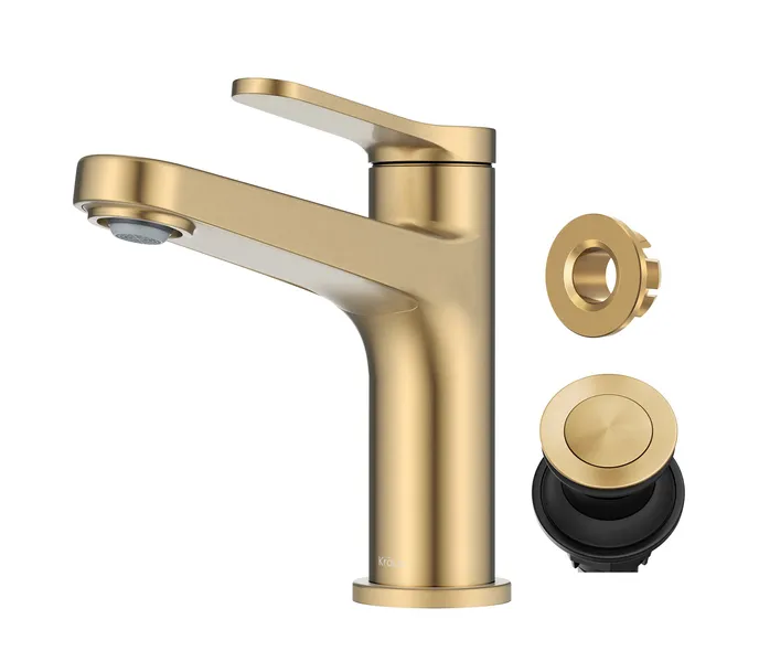 Kraus KBF-1411 Indy 1.2 GPM 1 Hole Bathroom Faucet - Spot Free Brushed Brass