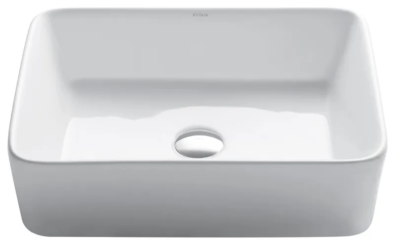 Kraus KCV-121-SO 18-3/4" Ceramic Vessel Bathroom Sink Only - White Ceramic
