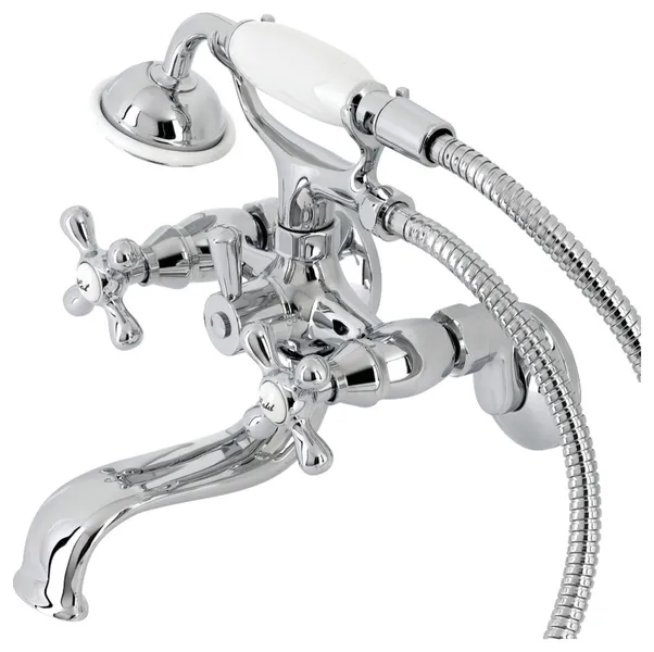 KS225C Tub Wall Mount Clawfoot Tub Faucet With Hand Shower, Polished Chrome