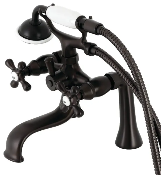 KS228ORB Deck Mount Clawfoot Tub Faucet With Hand Shower, Oil Rubbed Bronze