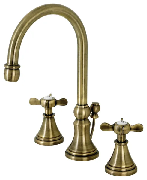 KS2983BEX Widespread Bathroom Faucet With Brass Pop-Up, Antique Brass