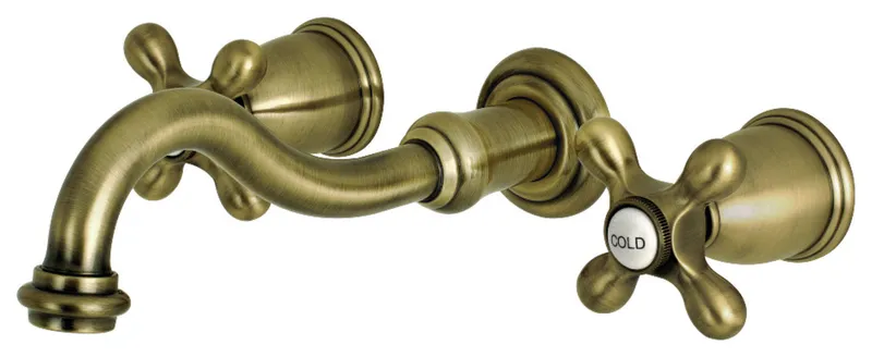 KS3023AX Two-Handle Wall Mount Tub Faucet, Antique Brass