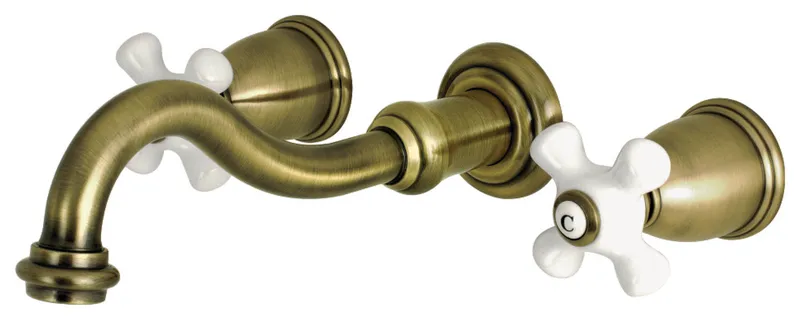 KS3023PX Two-Handle Wall Mount Tub Faucet, Antique Brass