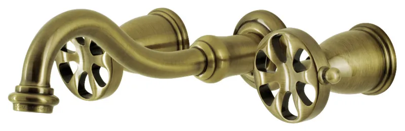 KS3123RX Belknap Two-Handle Wall Mount Bathroom Faucet, Antique Brass