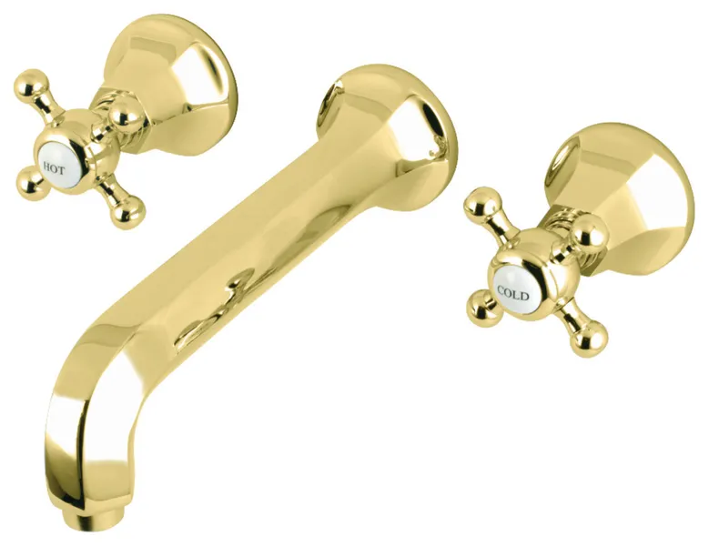 KS4022BX 2-Handle Wall Mount Tub Faucet, Polished Brass