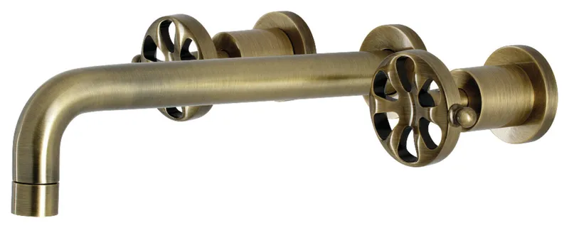 KS8023RX Two-Handle Wall Mount Tub Faucet, Antique Brass