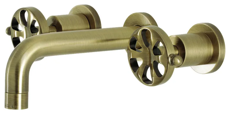 KS8123RX Belknap Two-Handle Wall Mount Bathroom Faucet, Antique Brass