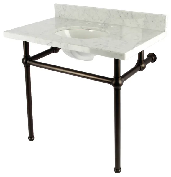 KVBH3622M85 36" Console Sink with Brass Legs (8", 3 Hole)