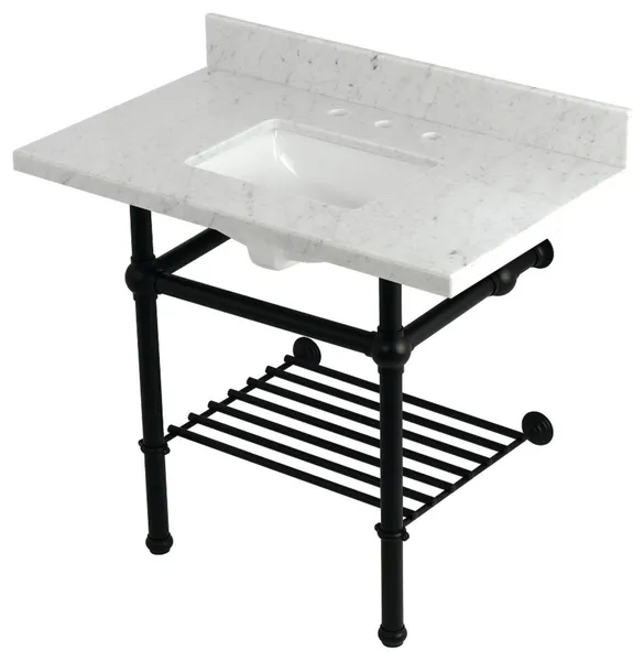 KVPB3630MBSQB0 36" Console Sink with Brass Legs (8-Inch, 3 Hole)