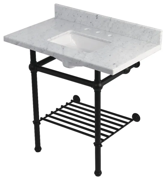 KVPB36MBSQB0 36" Console Sink with Brass Legs (8", 3 Hole)