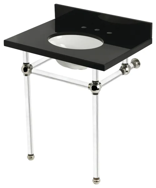 KVPK30KA6 30" Black Granite Console Sink with Acrylic Legs