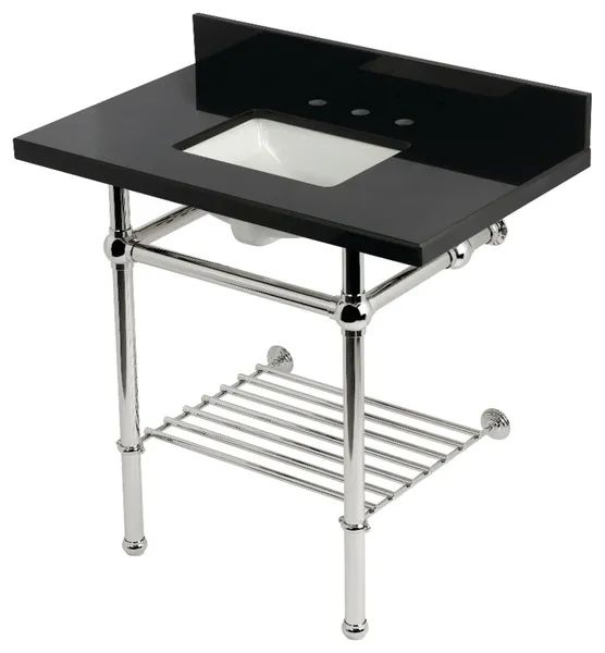 KVPK36KBSQB6 36" Console Sink with Brass Legs (8-Inch, 3 Hole)