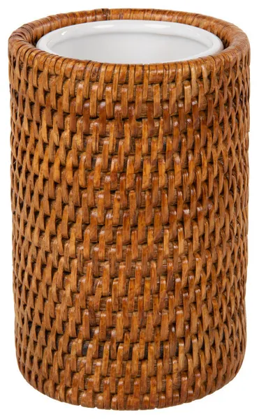 La Jolla Rattan Bathroom Tumbler and Toothbrush Holder, 10 fl.oz., Honey Brown