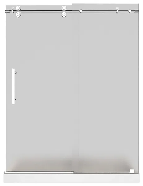 Langham 60"x32"x77.5" Frameless Sliding Frosted Shower Door, Chrome, Left Base