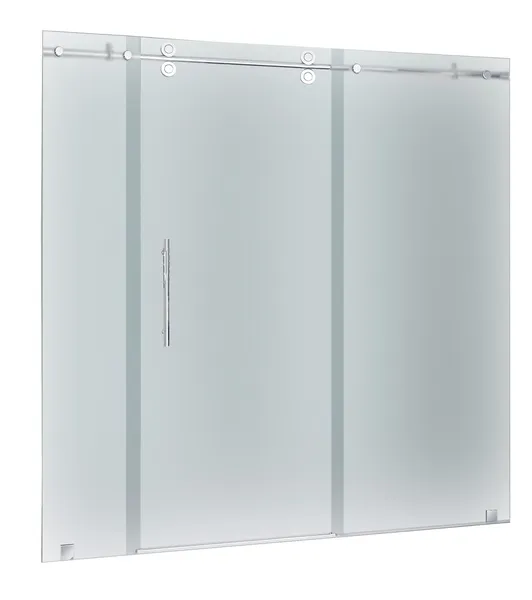 Langham 72"x75" Completely Frameless Sliding Shower Door, Frosted, Chrome