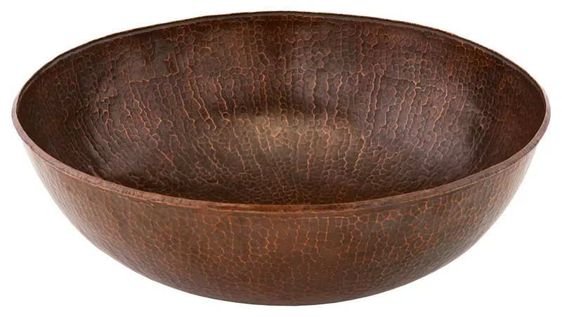 Large Round Vessel Hammered Copper Sink
