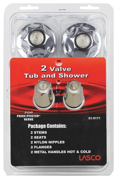 Lasco 01-9171 Price Pfister 2-Valve Tub & Shower Handle Rebuild Kit, Chrome