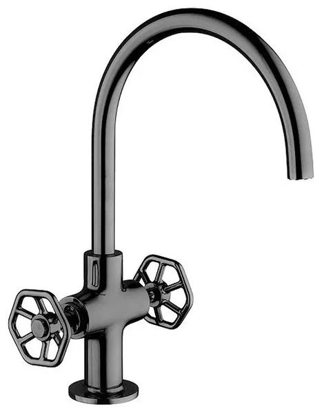 LaToscana Lucia Bathroom Faucet with Wheel Handles, Brushed Nickel, Single Hole, 2 Handle
