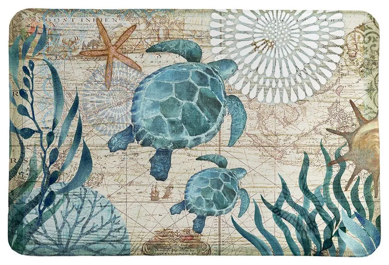 Laural Home Bay Turtles Memory Foam Rug