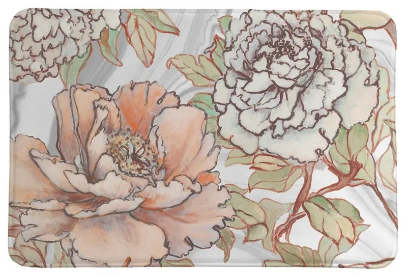 Laural Home Blushing Pale Pink Peonies Memory Foam Rug