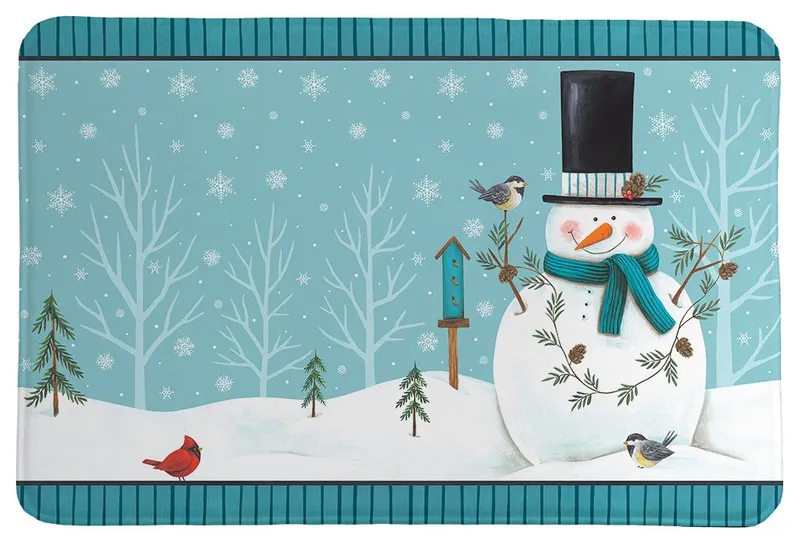 Laural Home Friendly Snowmen Memory Foam Rug