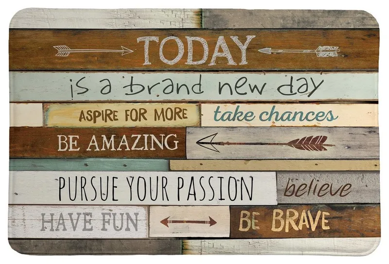 Laural Home Inspiring Mantra Memory Foam Rug