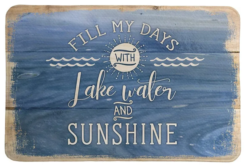 Laural Home Lake Water And Sunshine Memory Foam Rug