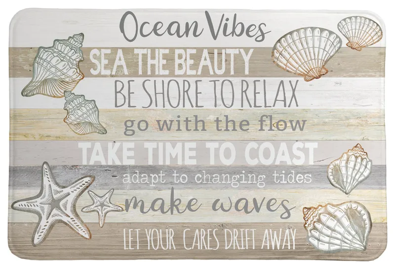 Laural Home Ocean Vibes Natural Memory Foam Rug