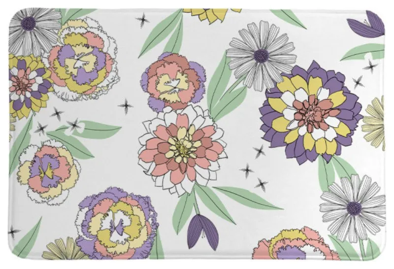 Laural Home Retro Floral Bloom Memory Foam Rug